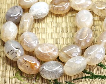 Oval Agate Stone Bead Strand, 15 Inch