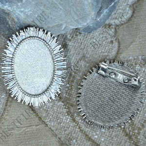 Silver tone  filigree oval (base 18x25mm ) Flower Brooches ,flower Brooch base, Brooch Back Base, Bezel Setting Match