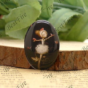 10x14mm,13x18mm,18x25mm,20x30mm,30x40mm Oval Glass Cabochons Cartoon fish girl, jewelry Cabochons finding beads