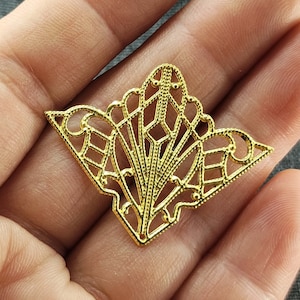 Raw Brass Flower Filigree Charms - Raw Brass Flower Filigree Earring Components, Flower Charm Filigree Findings,Earring Findings