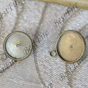 12Stk 12mm,14mm Bronze Ton Ohrringe Mit runder Unterlage,Ohrring Ohrstecker,Cabochon Ohrringe,Schmuckherstellung
