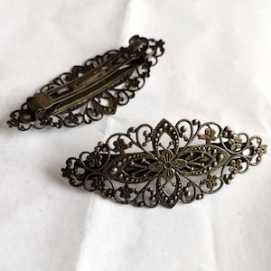 Filigree Hair Barrette Base Setting, Bronze tone, Hair findings ,headband findings