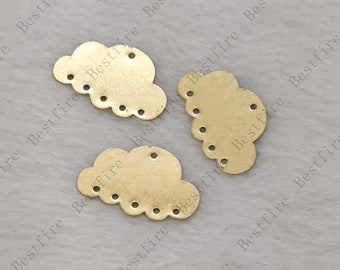 Cloud jewelry connector Raw brass cloud charm,multiple holes earring supply pendant