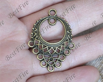 Bronze tone  flower Connector pendant, charm Metal Earring Components ,earring Pendant charm