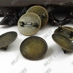 Bronze tone Breast Pin Trays,Round brooch Base inside diameter 25mm,brooch round base findings