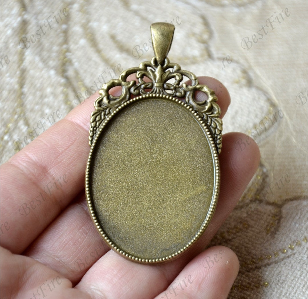 10x Ciondolo Vintage Lunetta Cabochon Impostazioni Vassoio Ovale - Foto 12