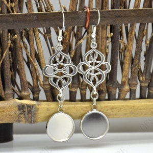 2 pairs new style Platinum tone Earwires Hook With Round Cabochon Pad, earring bezel,Earrings hook,earring finding
