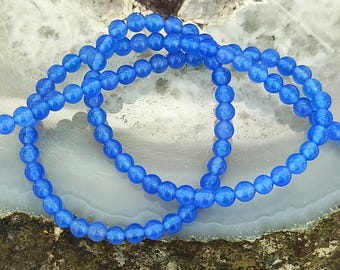 Blue Agate Gemstone Beads, 4-10mm Round, 15 Inch Strand