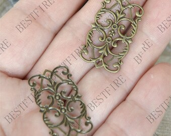 Bronze Tone Filigree Earring Components,Jewelry Connectors Setting,Connector Findings,Filigree Findings,Flower Filigree