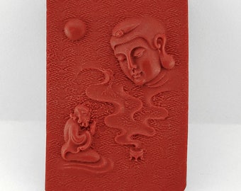 Red Cinnabar Carved Buddha Enlightenment 悟道 pendant,Carving ,Buddha Stone pendant,Cinnabar Pendant