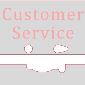 May include: A gray graphic with the words "Customer Service" in pink. Below the text are two shapes, a circle and a teardrop, and a white horizontal line with a cutout design.