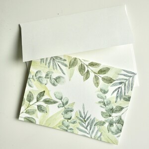 Tarjeta de felicitación con acuarela verde - 4 x 5,5 pulgadas - Interior en blanco - Con sobre