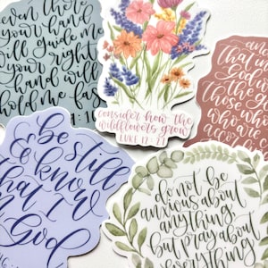 Bible verse sticker set of 5 | peaceful encouraging scripture stickers for laptop, journal, water bottle | Christian faith gifts for women