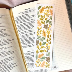 Autumn leaves hand painted watercolor bookmark 7x2 inches