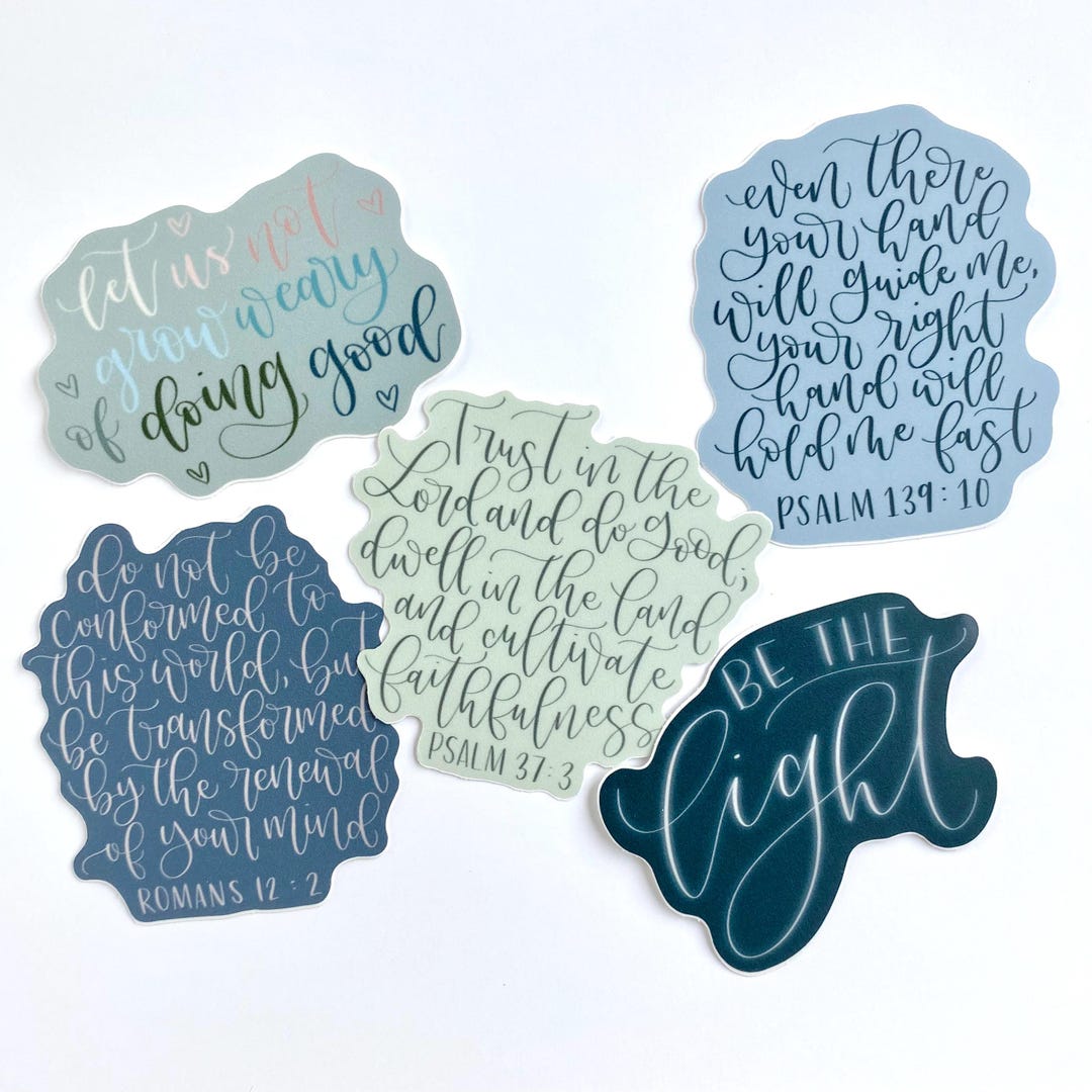 Bible Verse Sticker Assortment 5 Pack - Matte 3inch Waterproof Die Cut ...