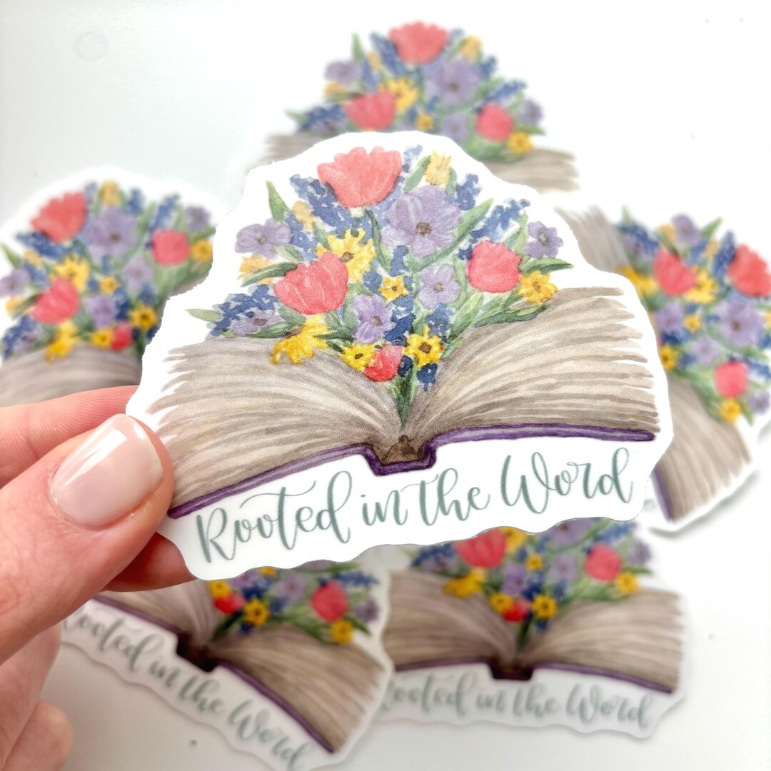 Rooted in the Word Floral Sticker | Watercolor Bible Christian Faith ...