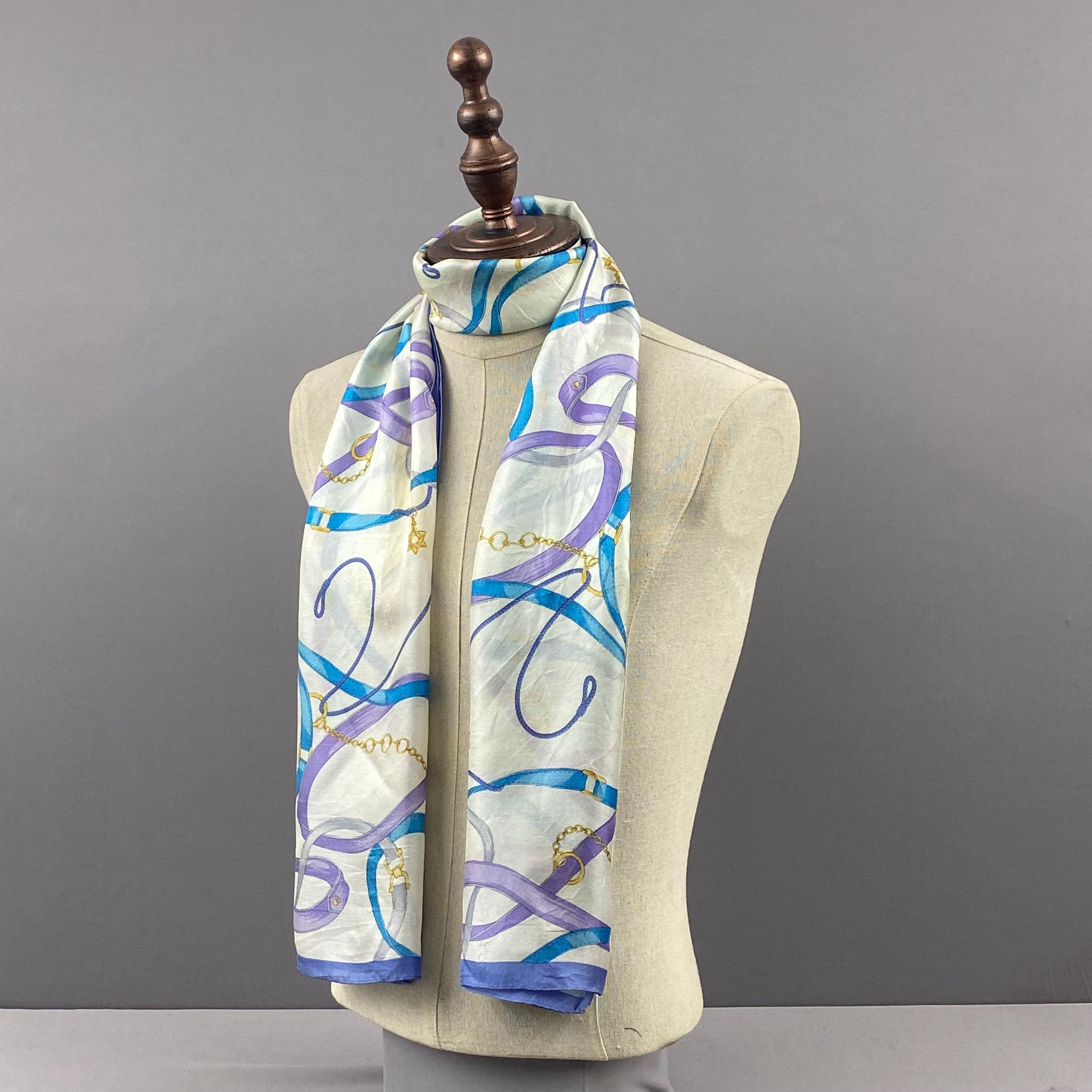 Vintage 90s Metrocity Silk Scarf, Bracelet Belts Stole Shawl Silk
