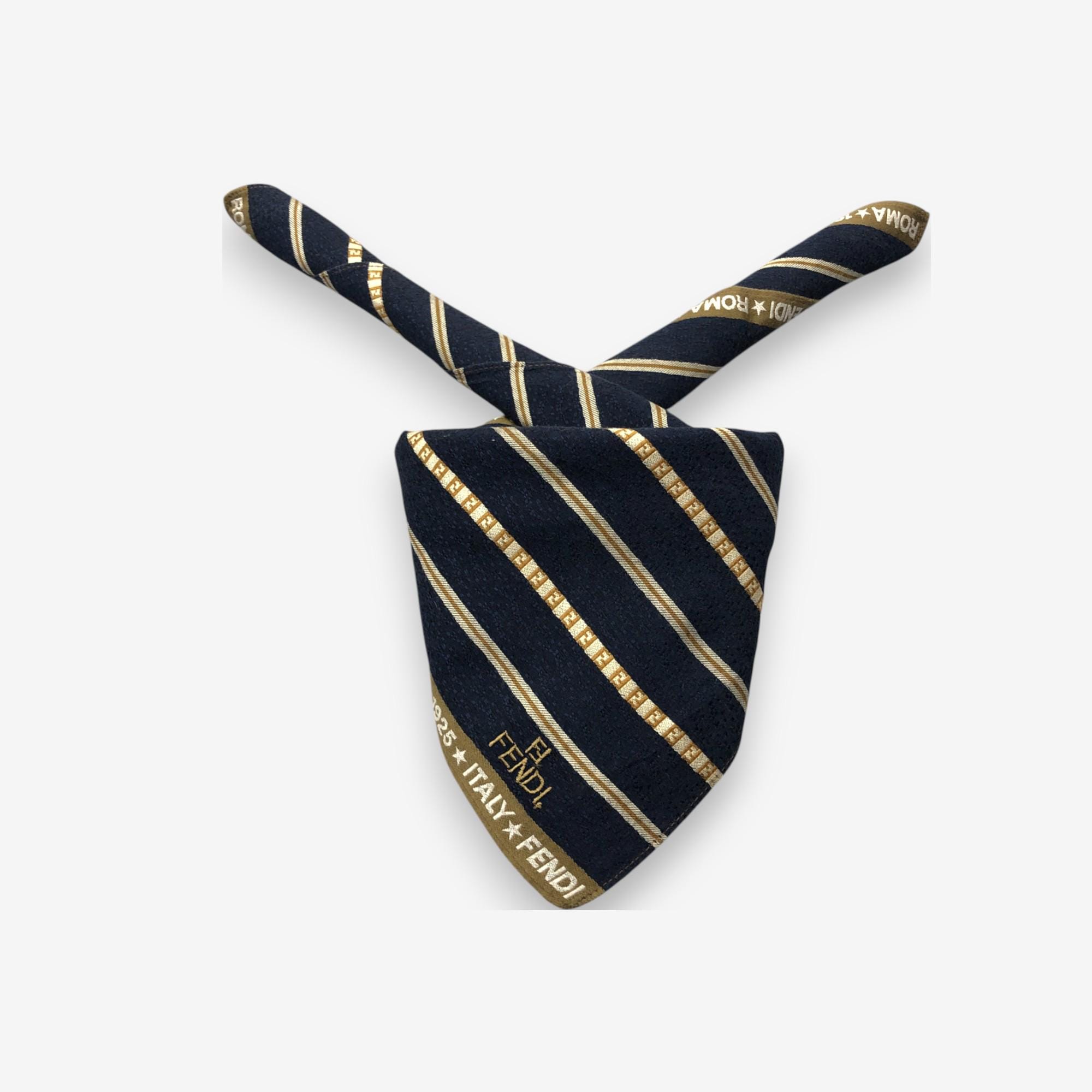Fendi Uocycled Black & Gold FF Geometric Padded Headband Fendi Headband - Brown | Editorialist main image 4