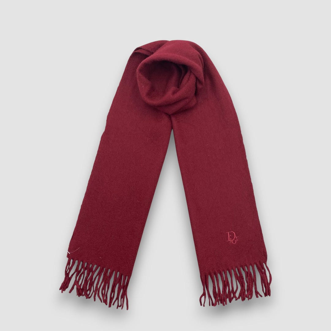 数回使った暖かいChristian Dior 100%ウール マフラー Vintage Christian Dior Lambswool Scarf Christian Dior Wool Scarves
