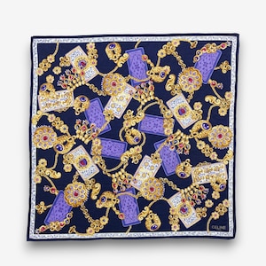Vintage Celine Handkerchief Celine Bandana Luxury Pocket Squares Neckerchief Bracelet Motif Womens Luxury Accessories Scarves Gift for Her