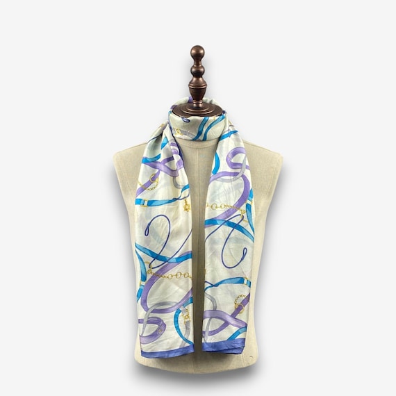 Vintage 90s Metrocity Silk Scarf, Bracelet Belts Stole Shawl Silk