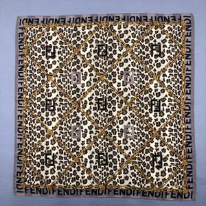 Vintage Fendi Handkerchief Authentic Fendi Bandana Leopard Motif Neckerchief Pocketsquare Womens Accessories Neckwear Scarf Gift for Her