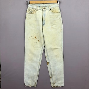 Jeans Levi's 521 Light Wash Vintage Dirty W30, pantaloni da donna Levi's a vita alta anni '90, jeans boyfriend in denim con gamba affusolata Levi's sbiaditi, taglia 30x30