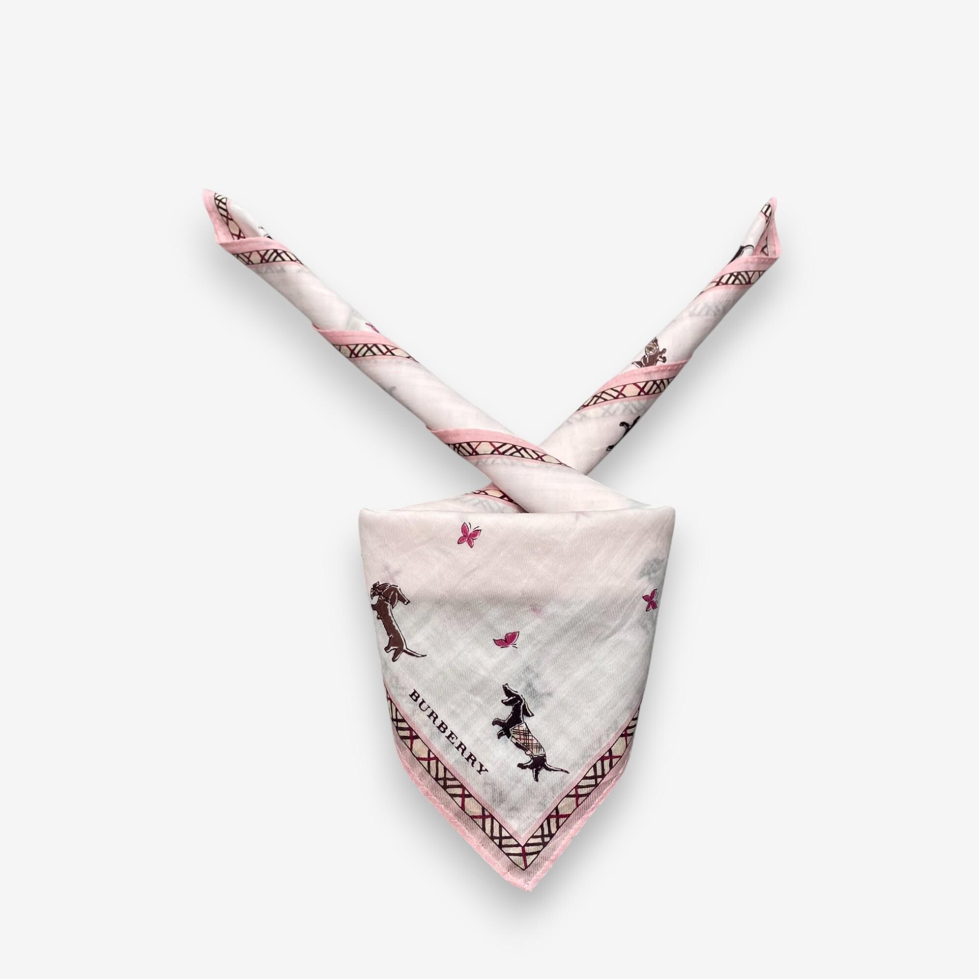 Burberry’s Vintage Plaid Lightweight Square Scarf Bandana Hair Bow Bag Accessory Vintage Burberry Check Handkerchief Bandana Pocket Square  main image 3