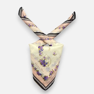 Vintage Christian Dior Handkerchief Dior Floral Bandana Pocket Square Womens Luxury Accessories Neckerchief Scarf Summer Gift for Her