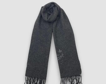 Bufanda vintage de lana de Vivienne Westwood con flecos, accesorios para mujer, cuellos de invierno, regalo de Navidad de lujo para ella.