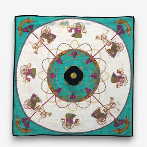 Vintage Celine Handkerchief Celine Carriage Motif Bandana Pocket Squares Neckerchief Neck Womens Accessories Scarves Summer Gift for Her