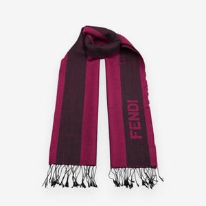 Vintage Fendi Lambswool Scarf Fendi Monogram Wool Scarves Muffler Fendi Roma FF Winter Accessories Scarves Christmas Gift for Her