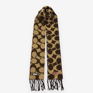 Vintage COACH Wool Scarf Womens Accessories Muffler Coach Monogram Scarf Coach Winter Shawl Coach Luxury Wrapped Christmas Gift for Her