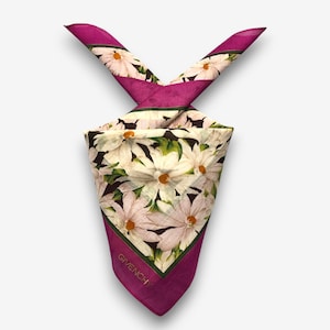 Vintage Givenchy Handkerchief Givenchy Floral Motif Bandana Pocket Squares Neckerchief Luxury Womens Accessories Scarf Summer Gift for Her