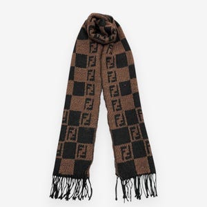 Vintage Fendi Lambswool Scarf Fendi Monogram Wool Scarves Muffler Fendi Roma FF Winter Accessories Scarves Christmas Gift for Her