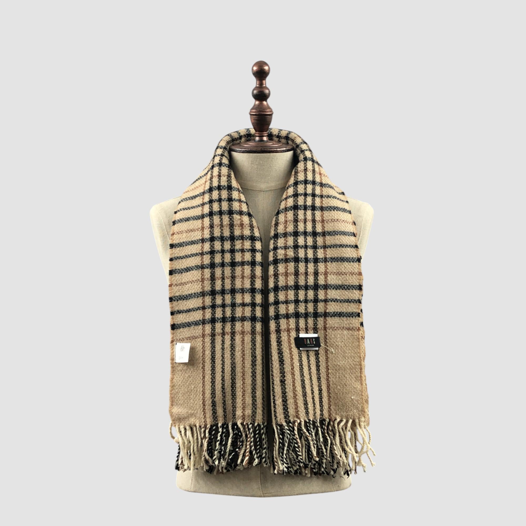 Foulard Carré Vintage Daks London – 100% Soie, Motif Géométrique Multicolore, Fait Main En Italie