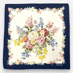 NWT Vintage Ralph Lauren Handkerchief Ralph Lauren Bandana Floral Motif Pocket Squares Neckerchief Womens Accessories Summer Gift for Her