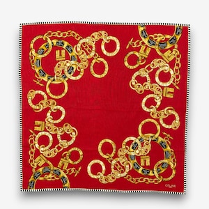 Vintage Celine Handkerchief Celine Bandana Bracelet Chain Motif Pocket Squares Neckerchief Womens Accessories Scarves Summer Gift for Him