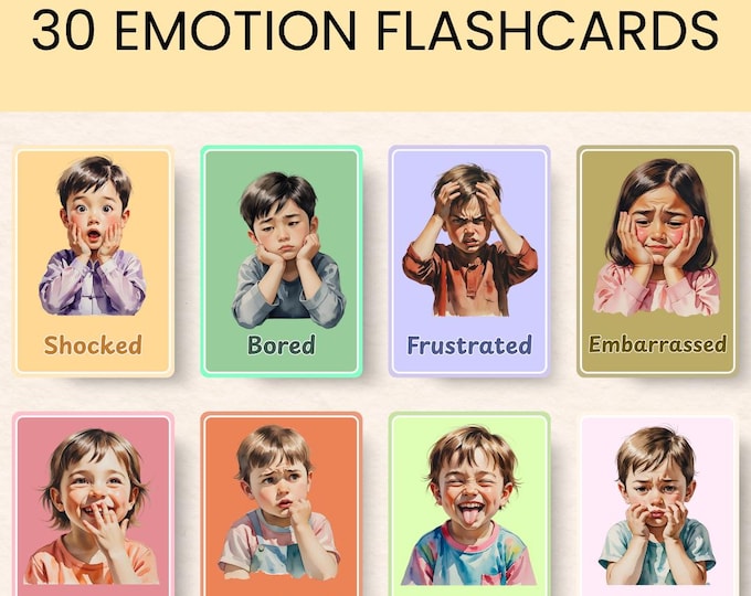 28 Photo Emotions Flashcards, Printable Feelings Flash Cards, Real ...