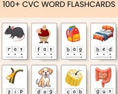 100+ CVC Words Printable FlashCards, Phonics Practice Printables for Preschool & Kindergarten, Homeschool Resources, CVC Word Family Lists