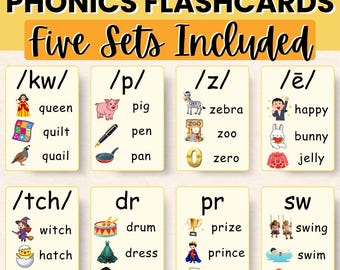 90 Phonics Flashcards, Early Learning Alphabet Sound Cards, Homeschool Kids Resources, Kindergarten Reading, Phonetic, Toddlers Learning