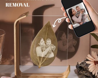 Personalized Gifts For Customized Leaf Carving Photos Frame,Photo Engraved on Natural LeafLaser,Birthday Gift,Memorial Gift,Christmas Gifts