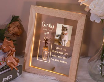 Personalized LED Pet Portrait Memorial Plaque,Cutom Pet Fur Keepsake,Pet Loss Light Up Sign,In Memory Of Cat Dog Keepsake Gift,Sympathy Gift