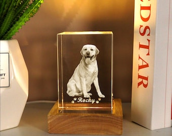 Custom 3D Crystal Pet Memorial Photo Night Light,Pet Memorial Gift Night Light,Pet Loss Night Light,Memorial Led Night Light,Dog Memorial