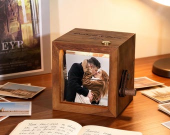 Personalized Photo Flipbook Animation Box,Custom wooden Photo Book with Light,Custom Crank Photobox Picture Box,Creative Anniversary gifts