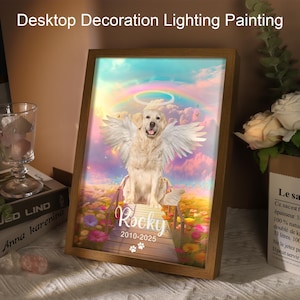 Custom Pet Memorial Night Light,Personalized LED Pet Portrait,Dog Photo LightUp Painting,Pet Memorial Gift,Pet Loss Gift,Dog Cat Light Frame