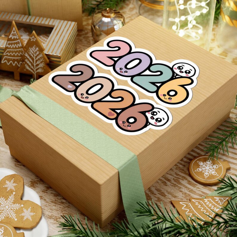 Cute New Year 2026 Sticker, Kawaii Celebration Twenty Twenty Six Decal ...