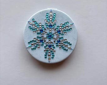 Espejos compactos con diseño de copos de nieve y diamantes