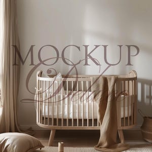 Nursery Room Wallpaper Mockup PSD | Baby Room Wall Scene | Minimalist Kids Room | 300 DPI | Smart Object | Editable Wall Design
