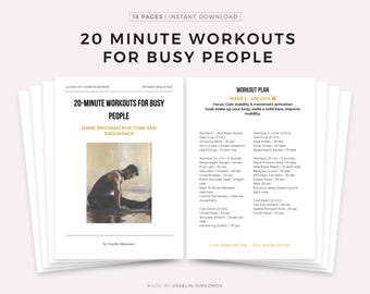 20-Minuten- Workouts für Vielbeschäftigte Menschen • Workout-Plan für Zuhause & auf Reisen (Instant Download PDF)